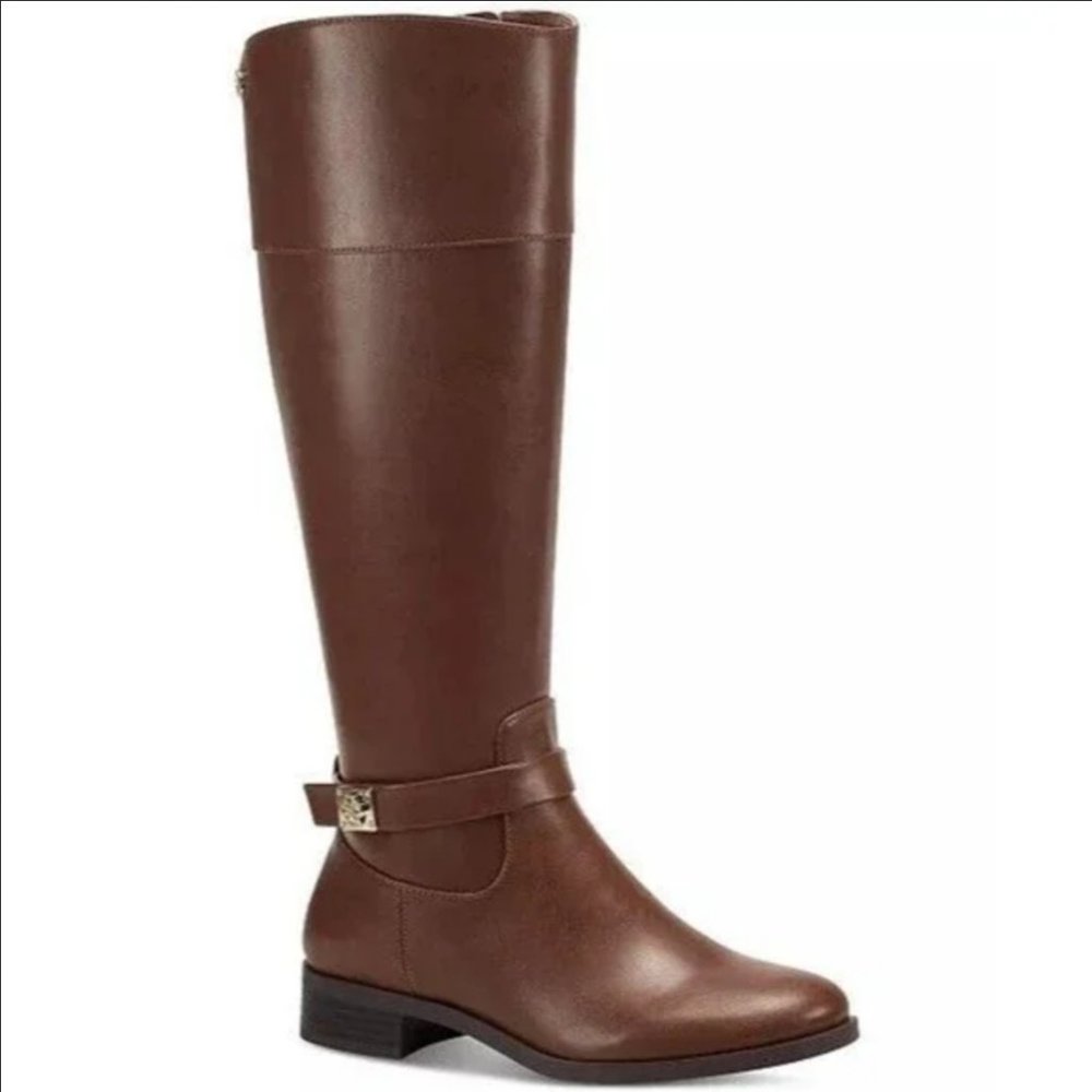 NWT Charter Club Womens Johannes Leather Tall Knee-High Boots Brown